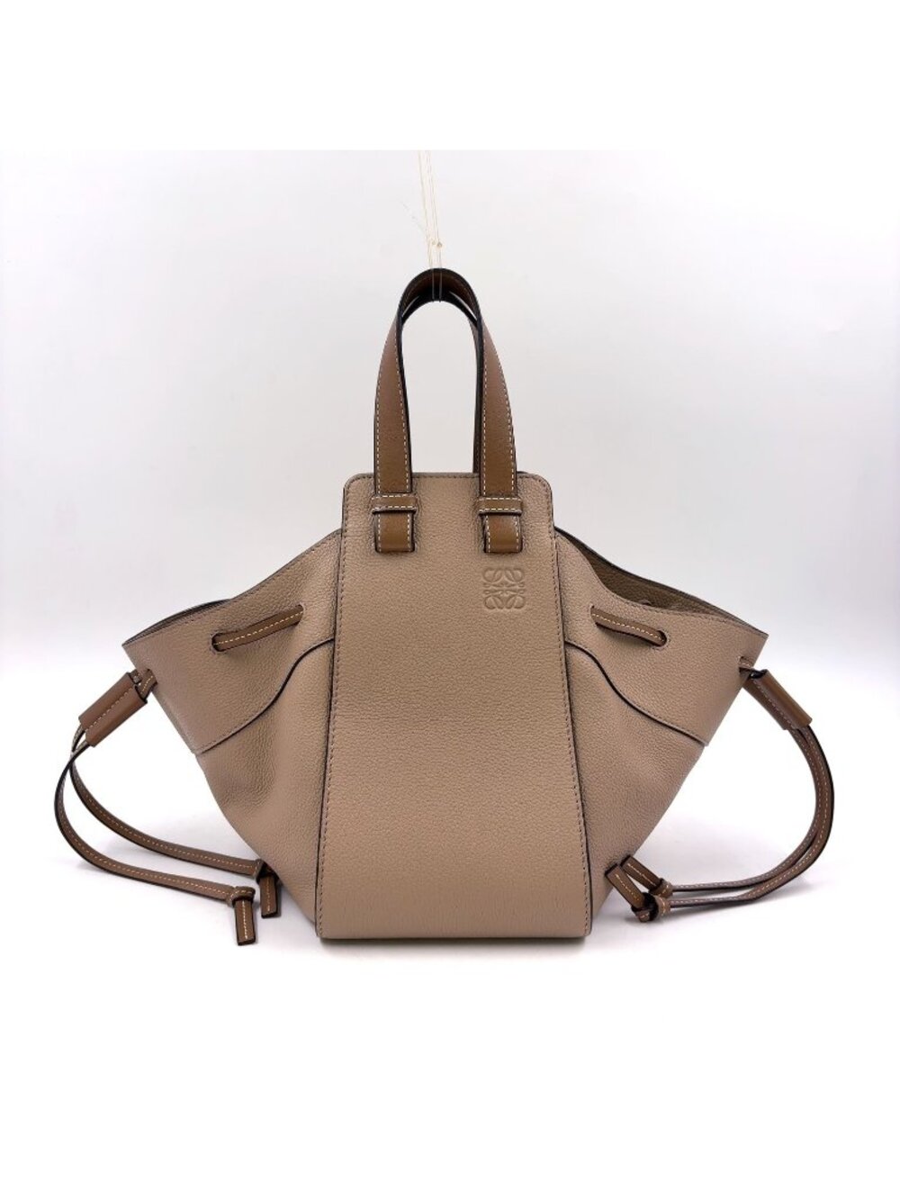 Loewe Hammock Drawstring Shoulder Bag Leather Calfskin Brown Gold